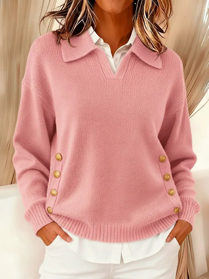 Women's Polo Collar Sweater - Simple and Elegant