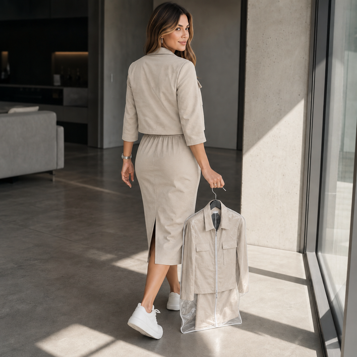 Elaraset Cropped Jacket And Front-Slit Midi Skirt Set - Elena Harper