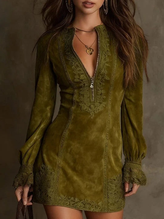 Laney Suede Mini Dress - Elena Harper