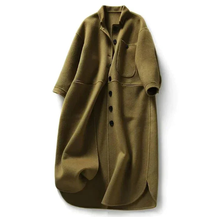 Women's Button-Front Long Jacket with Pockets