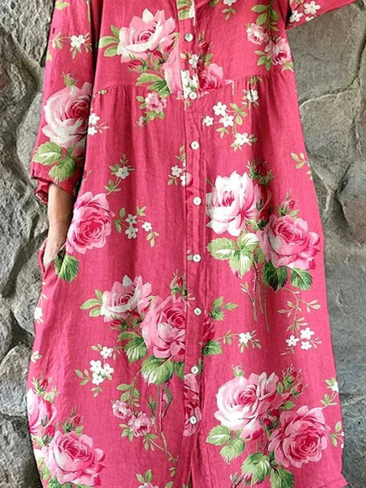 Rosalie | Floral Button Relaxed Dress
