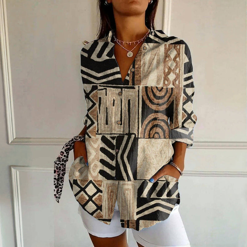 Sydney VINTAGE ABSTRACT PRINT SHIRT DRESS - Elena Harper