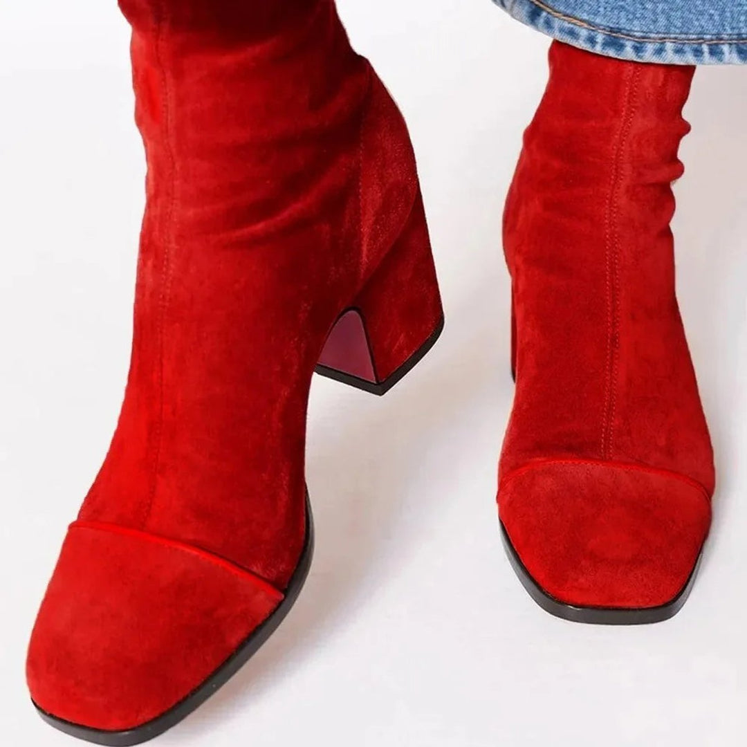 Elizabeth | Eye-catching Suede Ankle Boots with Leopard Accent