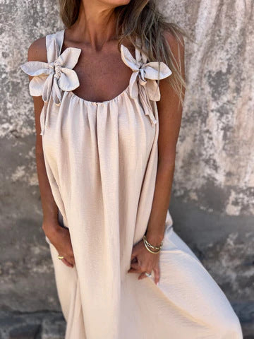 Floral Dress with U-Neck Timeless Elegance - Elena Harper