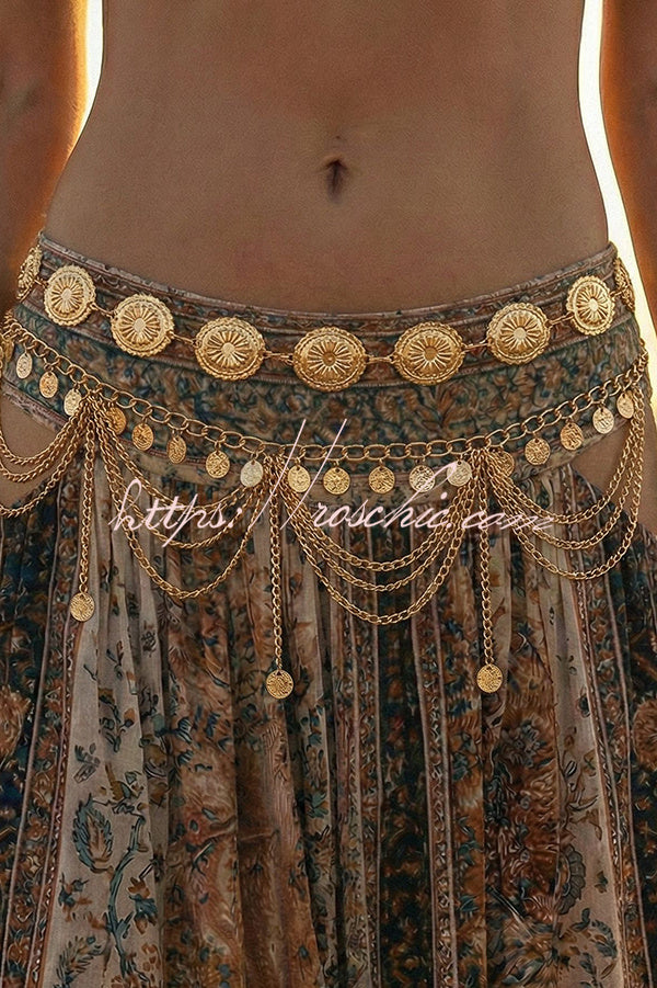 Vintage-style Ethnic Openwork Floral Body Chain