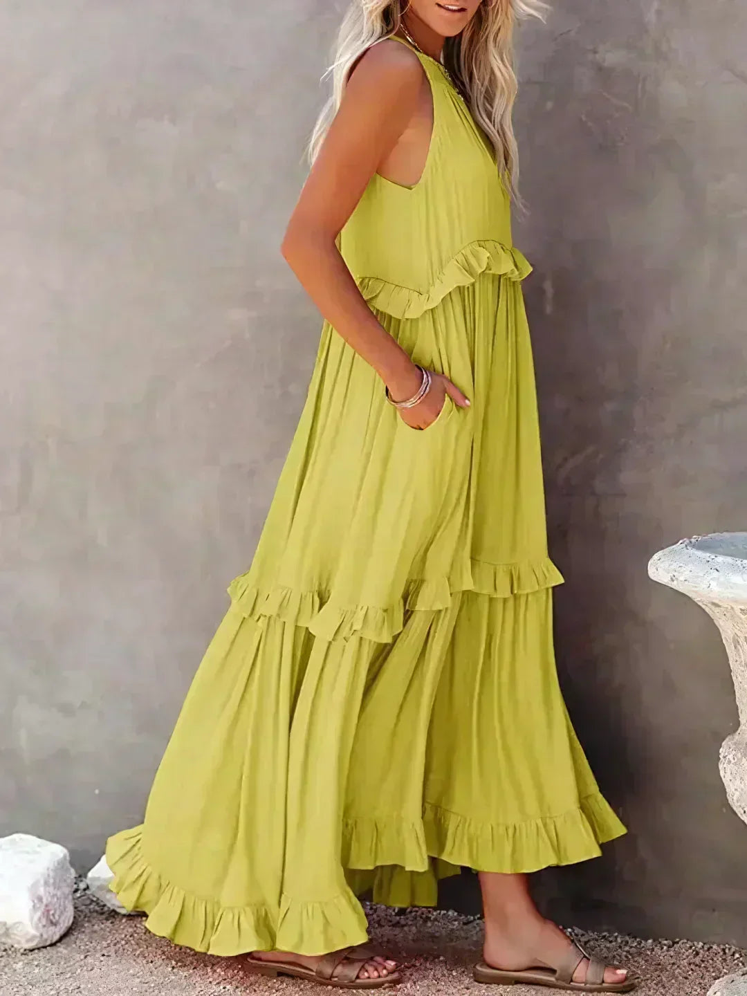 Landry - Chic Ruffle Trim Sleeveless Dress