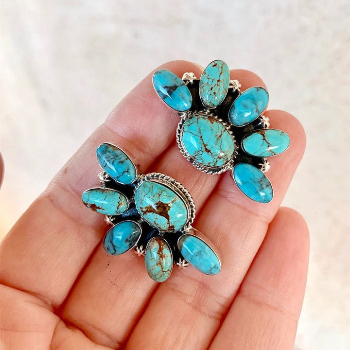 Bohemian Style Vintage Flowers Turquoise Earrings - Elena Harper