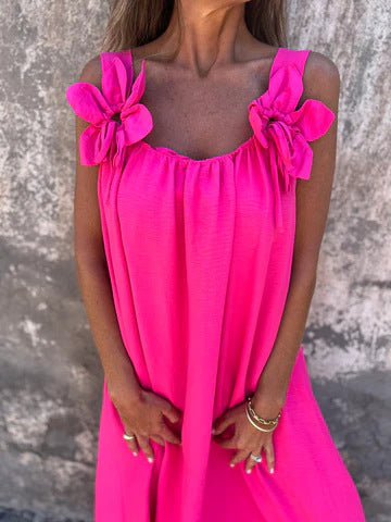 Floral Dress with U-Neck Timeless Elegance - Elena Harper