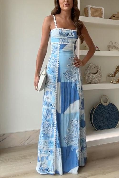 Eleonore Ric Rac Strap Bow Back Printed Maxi Dress - Elena Harper