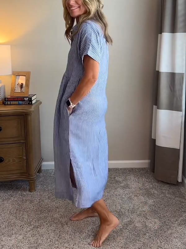 Claire Effortless Striped Shirt Dress - Elena Harper