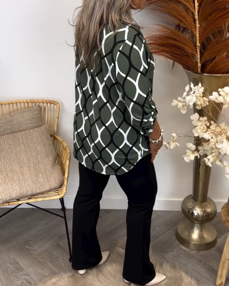 Amelia™ - Casual Patterned Blouse with Long Sleeves