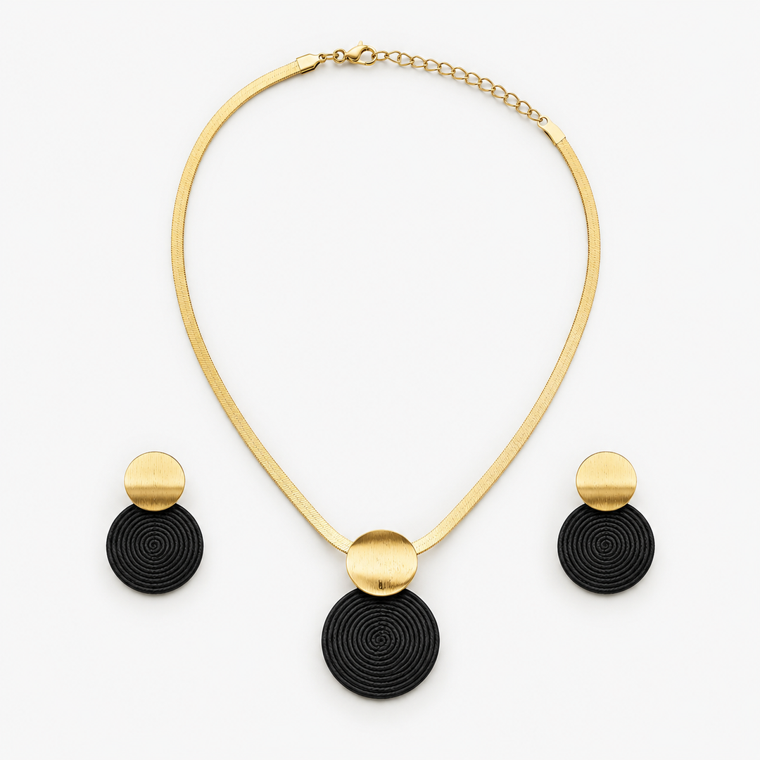Aurelia Textured Necklace and Earring Set - Elena Harper