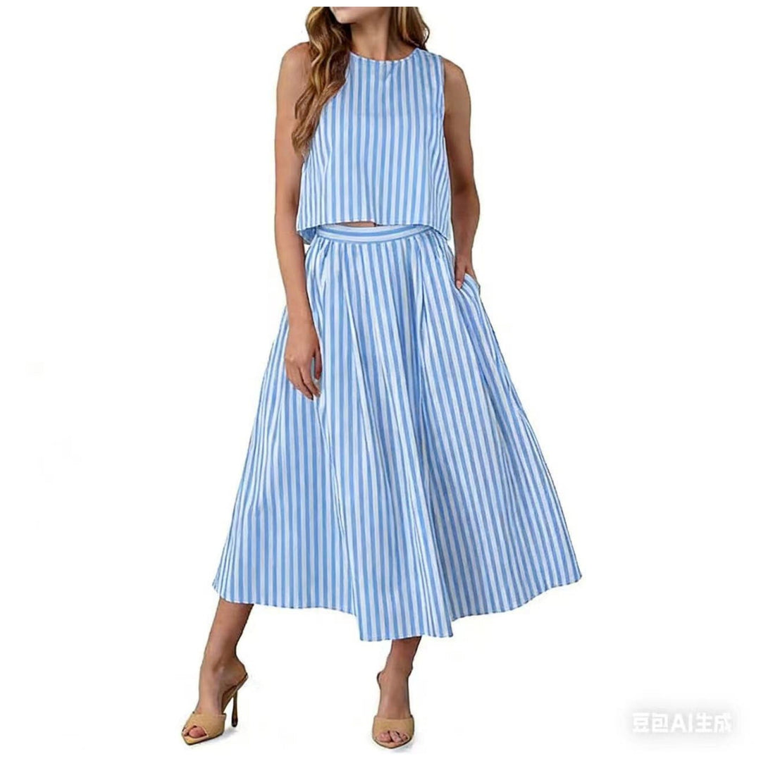 Women's Striped Tank Top Set – Casual and Trendy Two-Piece Outfit