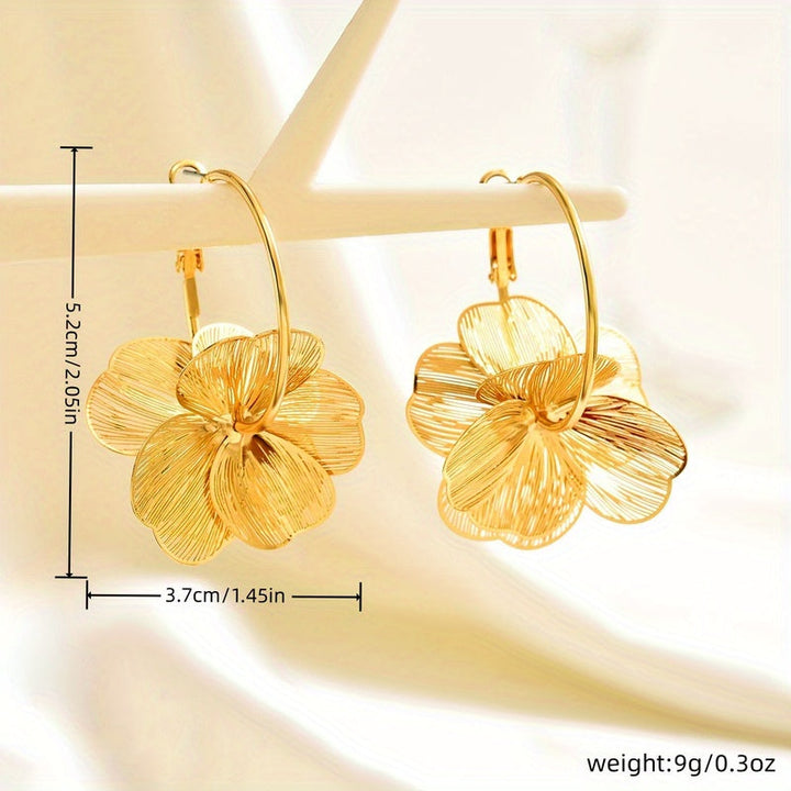 Exaggerated Gold Hollow Earrings