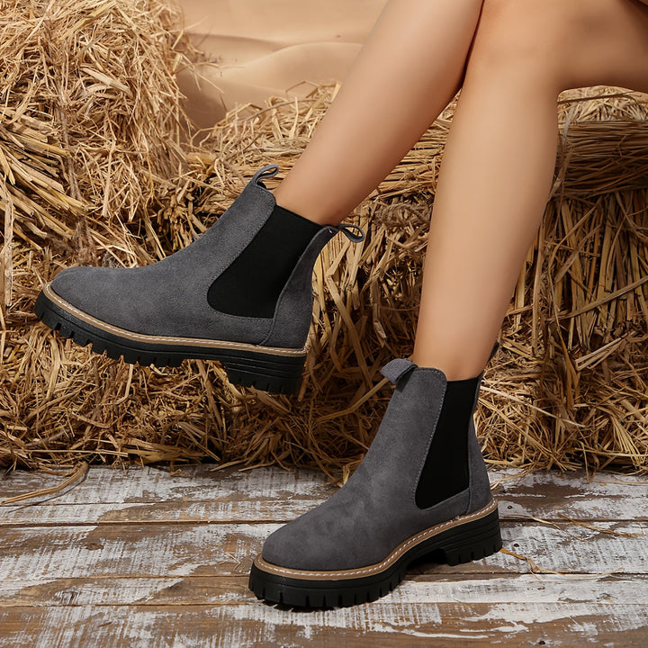 Women's Solid Color Ankle Boots with Thick Sole, view 10 - Elena Harper