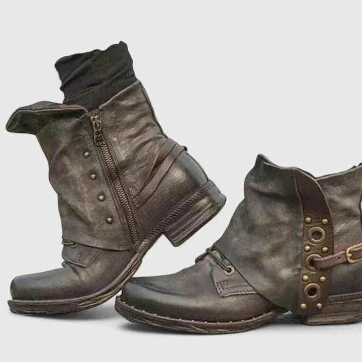 Rosalind | Striking Vintage Ankle Boots in Leather Look