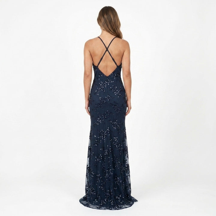 Blue Sequin Maxi Dress Wedding Guest