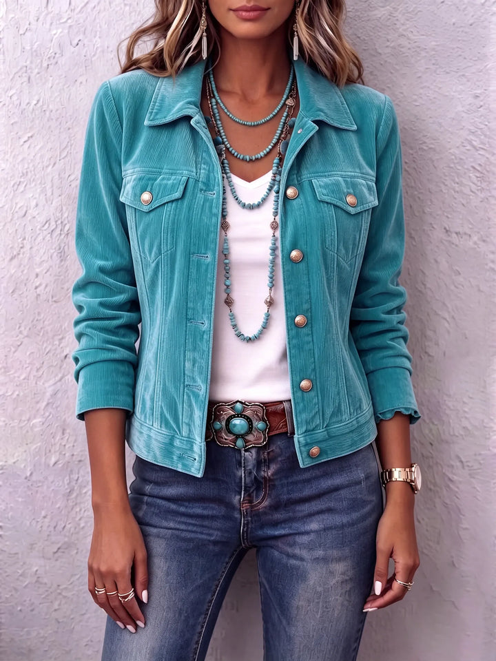 Amandria Vintage Wash Button Long Sleeve Jacket - Elena Harper