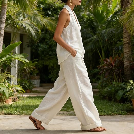 Ainhoa Two-Piece Set with Linen Texture - Elena Harper