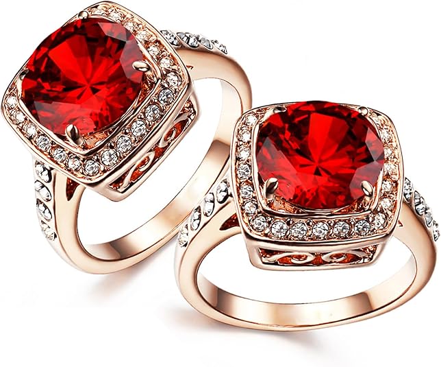 Elegant rose gold ring with cubic zirconia halo, view 5 - Elena Harper