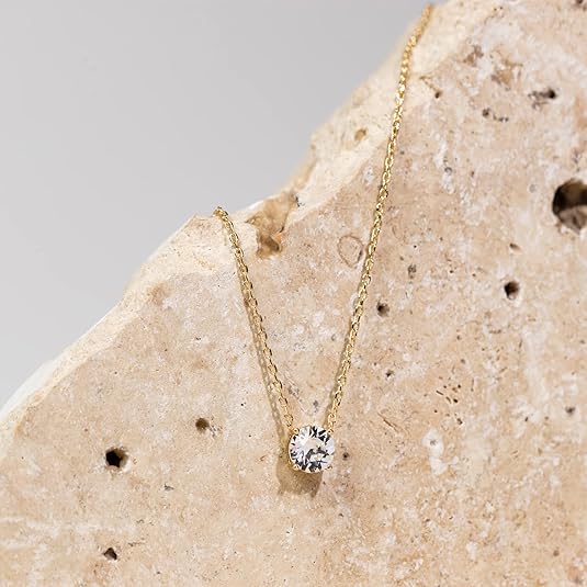 Aurora Crystal Necklace Gold, view 2 - Elena Harper