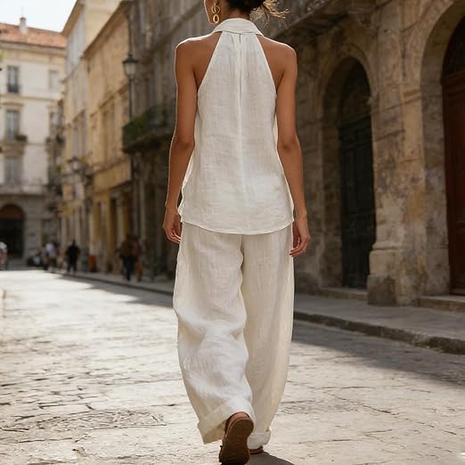 Ainhoa Two-Piece Set with Linen Texture - Elena Harper