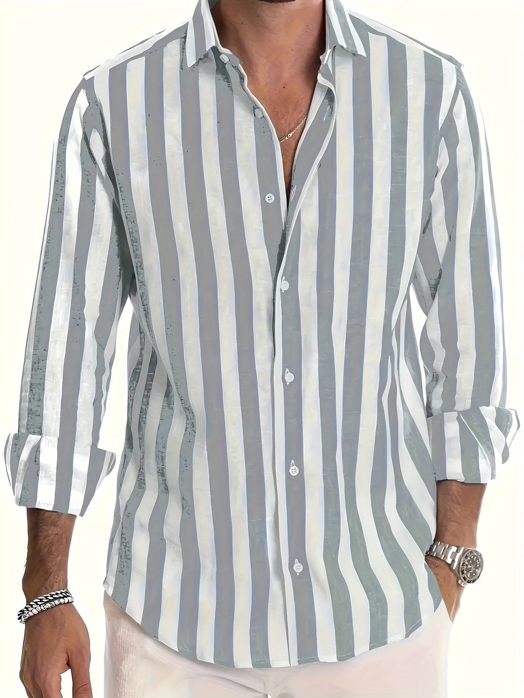 Refined Striped Shirt for Men - Elena Harper