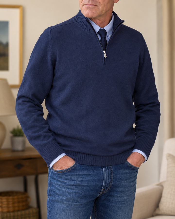 Abdel Long Sleeve Quarter Zip Sweater - Elena Harper