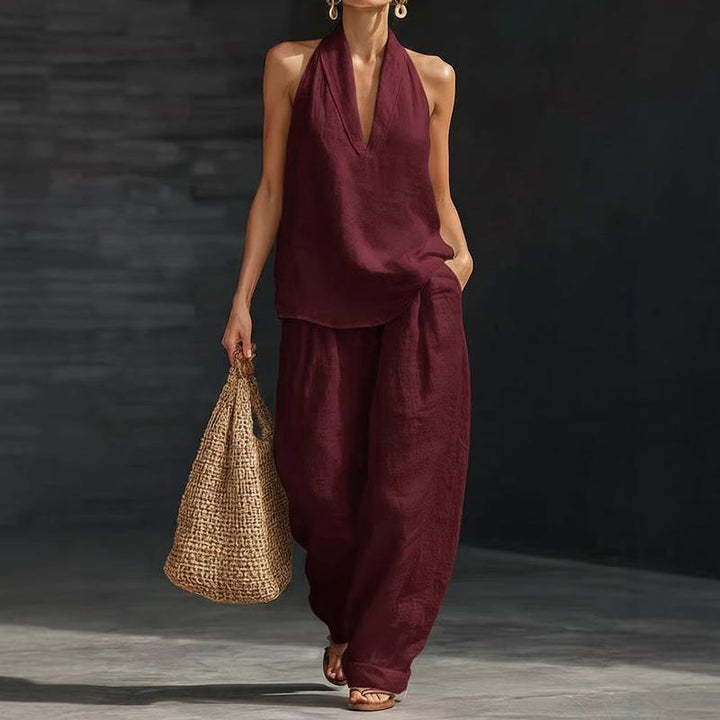 Ainhoa Two-Piece Set with Linen Texture - Elena Harper