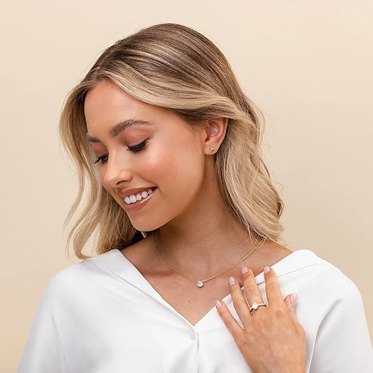 Aurora Crystal Necklace Gold, view 4 - Elena Harper