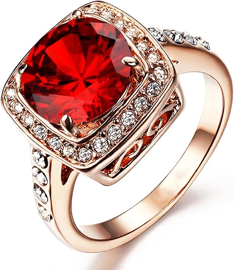 Elegant rose gold ring with cubic zirconia halo, view 2 - Elena Harper
