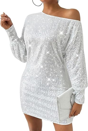 Annie Sparkling Sequin Dress with Off-Shoulder Look, view 2 - Elena Harper