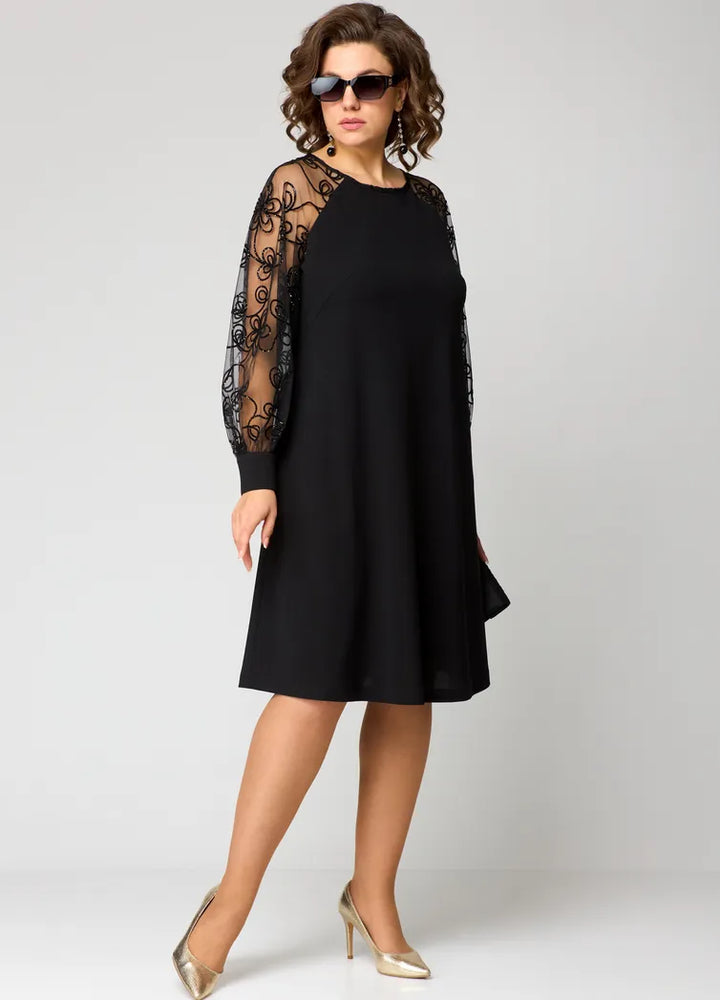 Elara Lace Sleeve Midi Dress, view 9 - Elena Harper