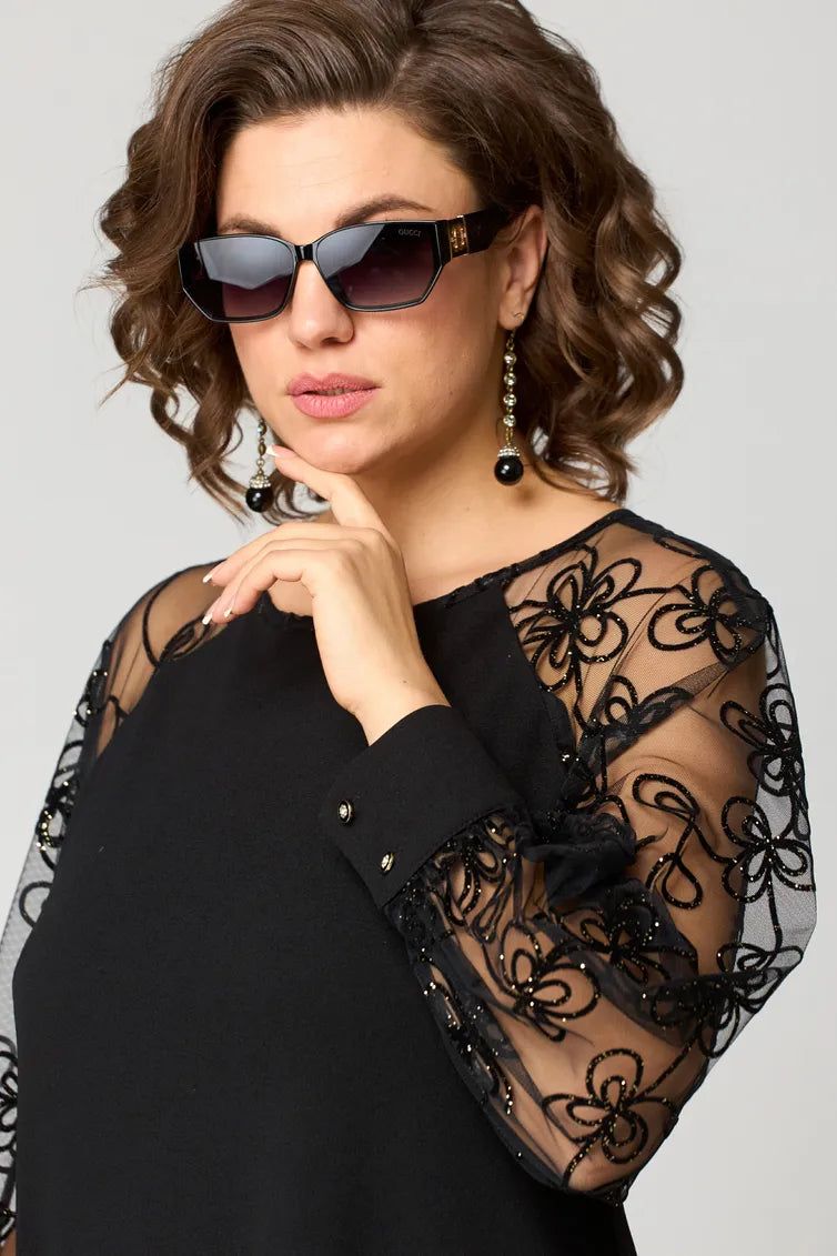 Elara Lace Sleeve Midi Dress, view 4 - Elena Harper