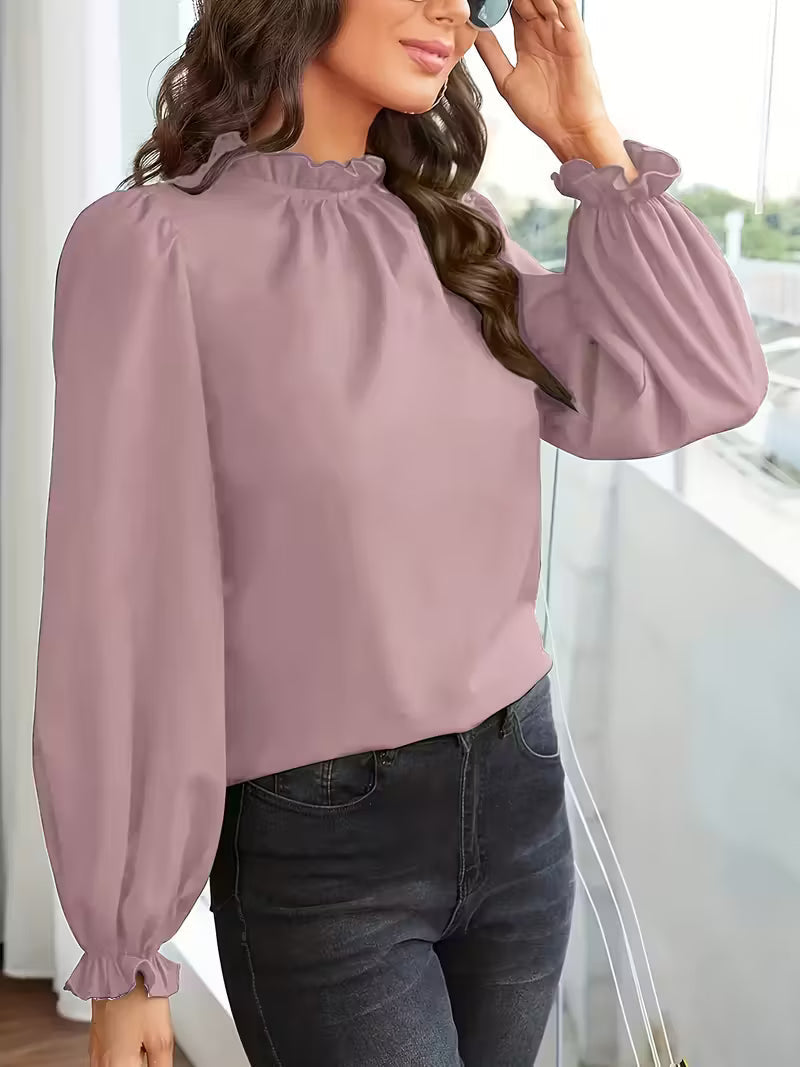 Aurelija - Blouse With Ruffle Collar And Puff Sleeves