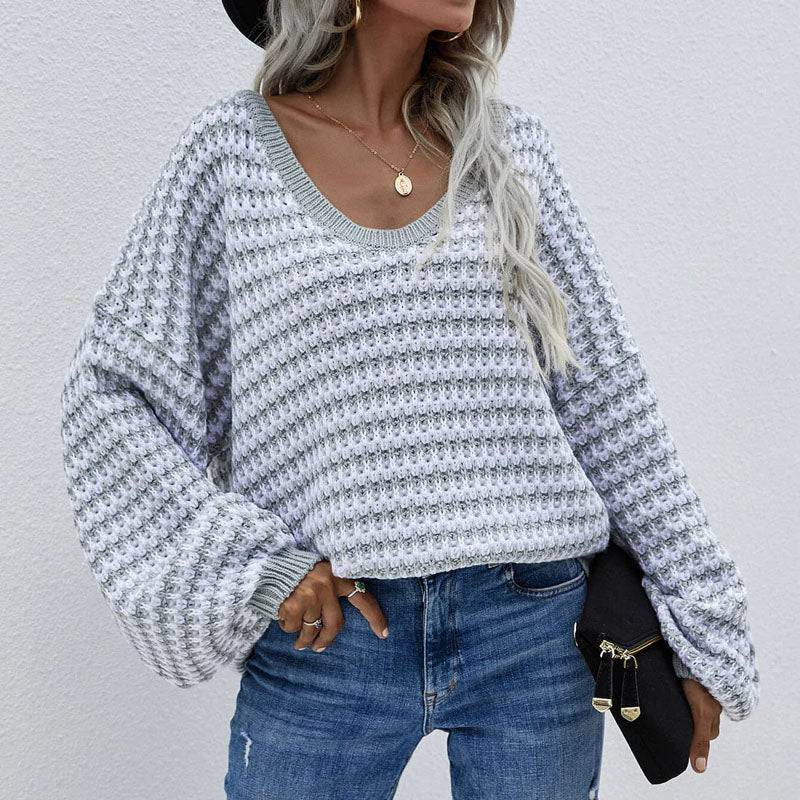 Casual Striped Knit Pullover