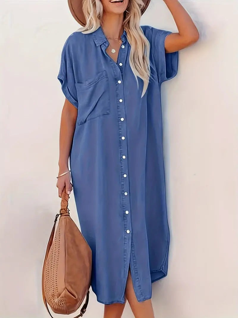 Samira-Shirt dress with fixed pockets - Elena Harper