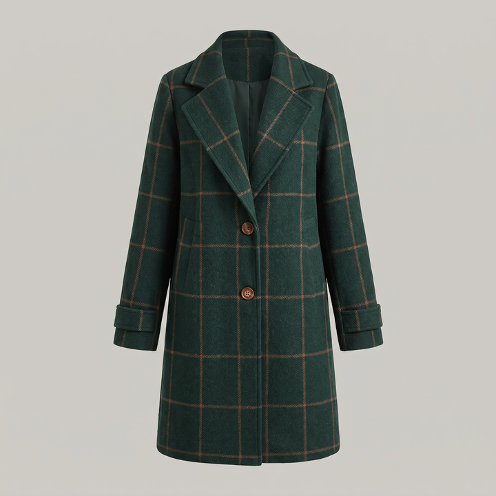 Isabella | Elegant Checked Trench Coat with Classic Lapel