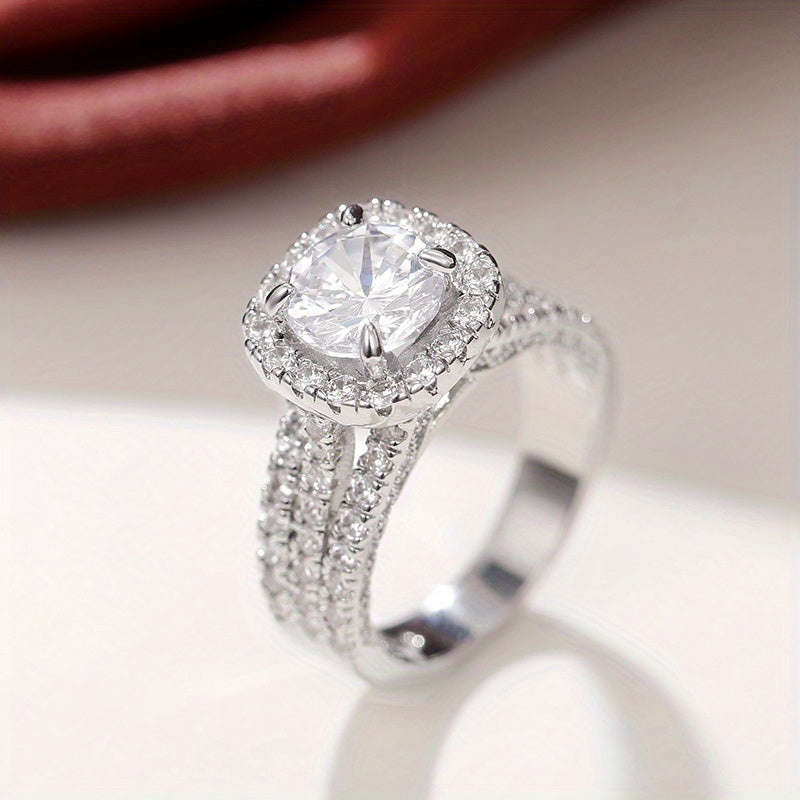 Elegant Zirconia Single Stone Side Micro Pave Rings - Elena Harper