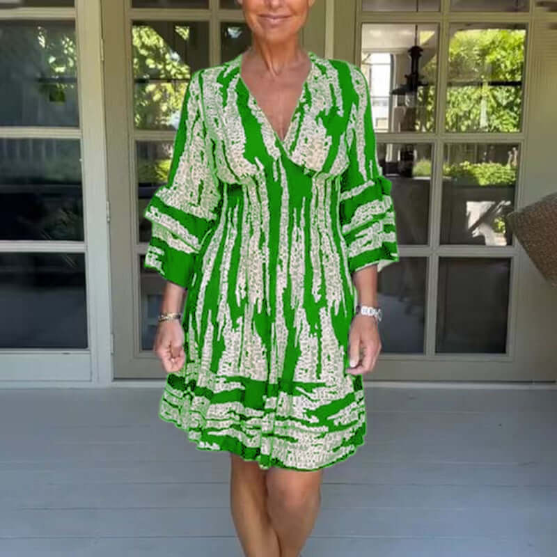 Printed Dress - Elegant Knee-Length