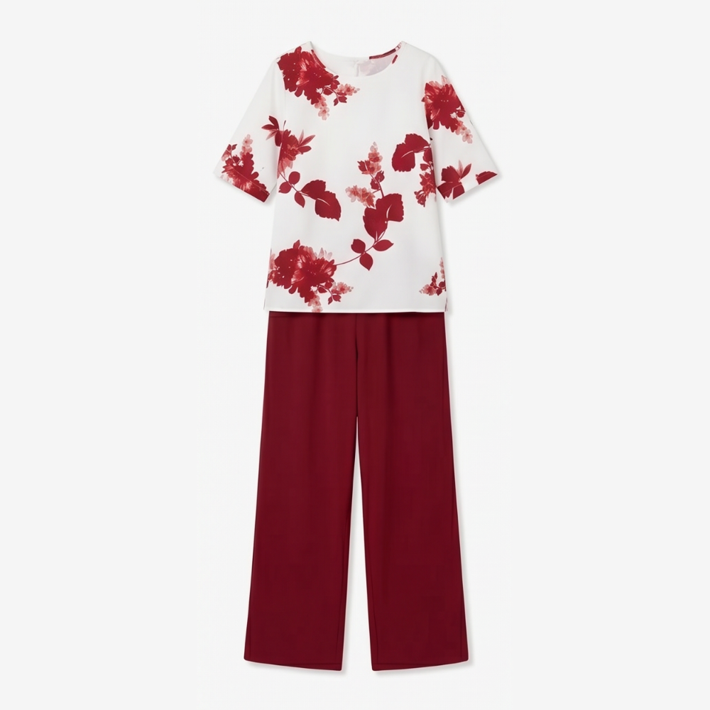 Avery Floral Top & Wide-Leg Pants Set