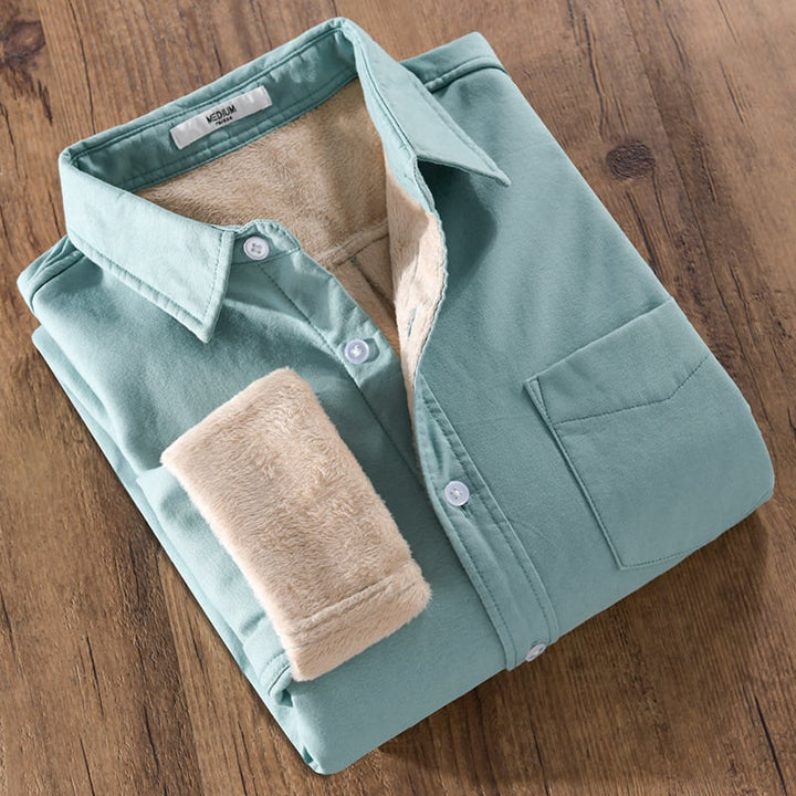 Men's Long Sleeve Shirt with Thick Structure and Pocket Detail
