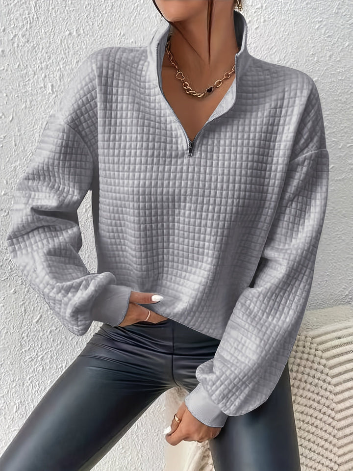 Adelina | Women's Quarter-Zip Textured Sweater with Relaxed Cut