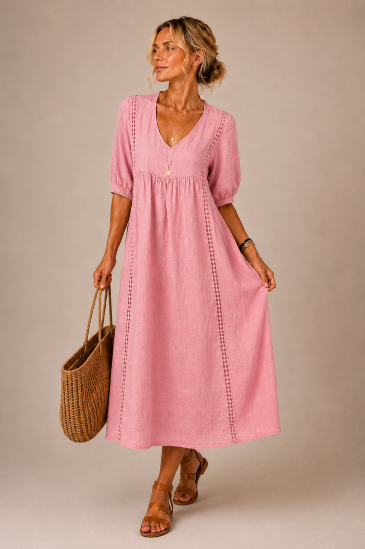 Elena™ | Airy Linen Midi Dress