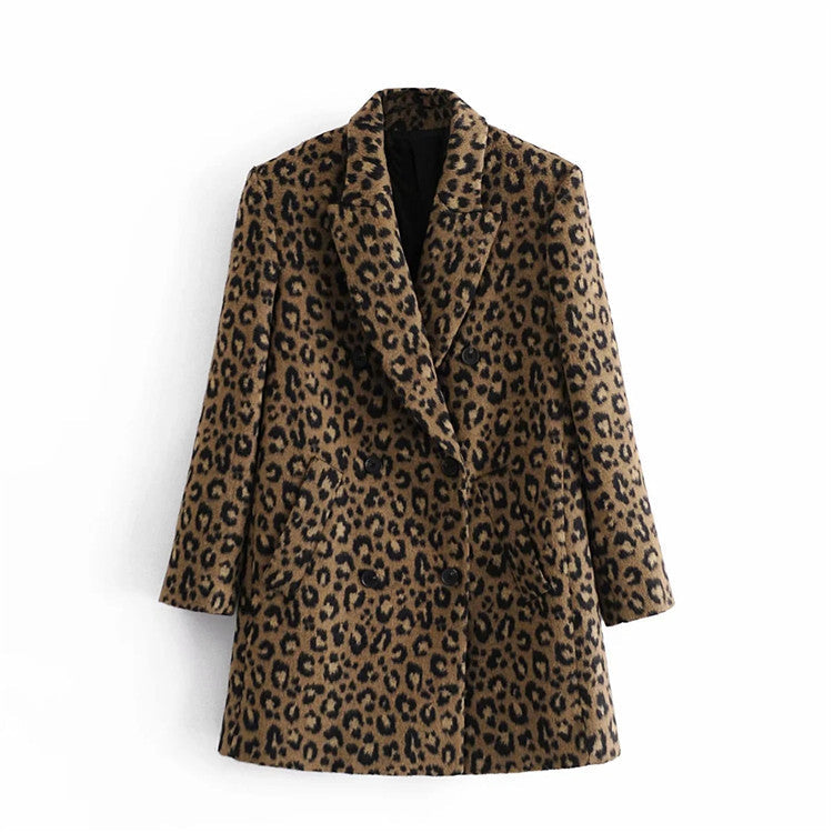 Straight Cut Leopard Print Women's Coat - Frida