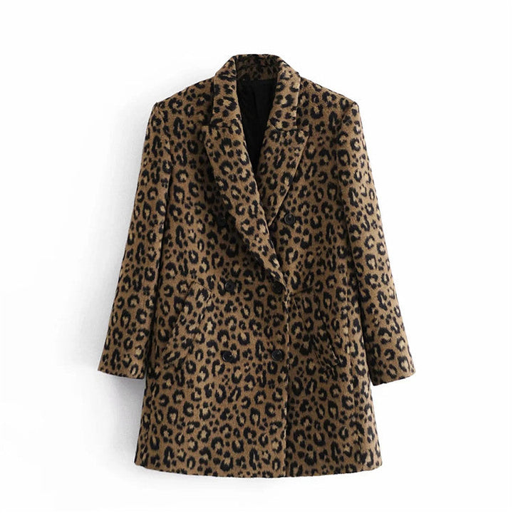 Straight Cut Leopard Print Women's Coat - Frida