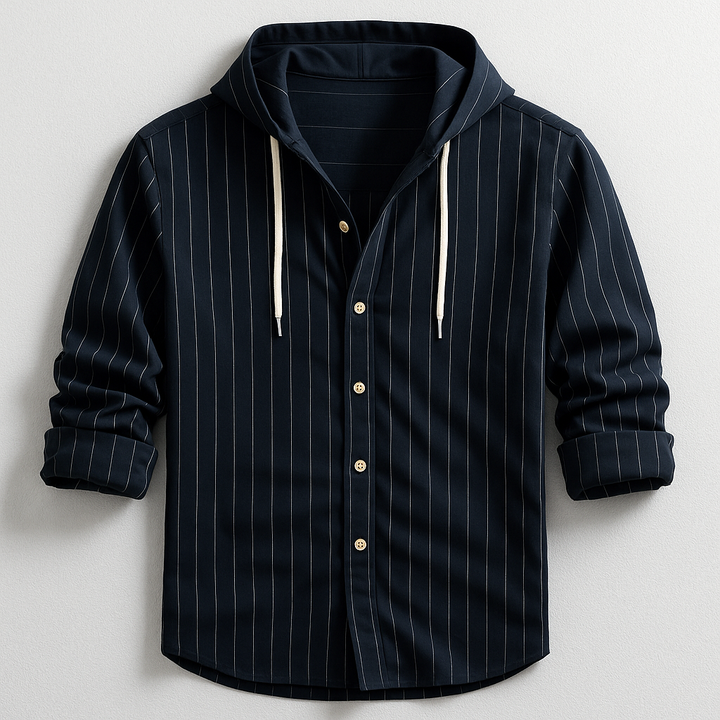 ELENA HARPER™  |  LUXURY STRIPED SHIRT WITH HOOD