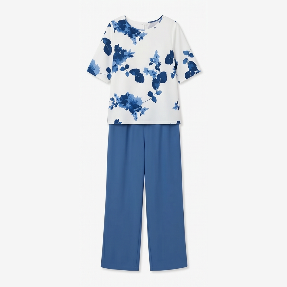 Avery Floral Top & Wide-Leg Pants Set