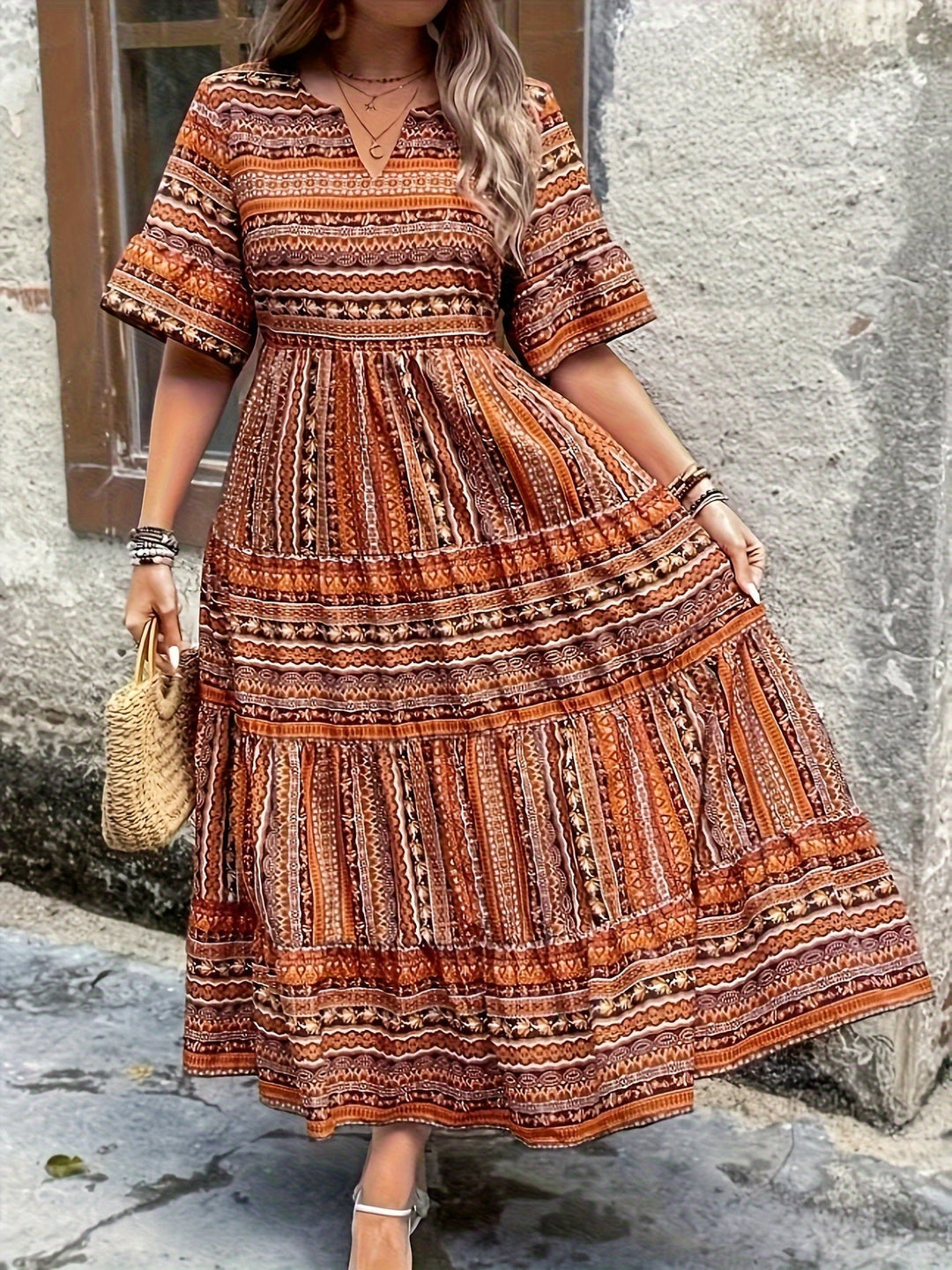 Marina Ethnic Flowy Dress - Elena Harper