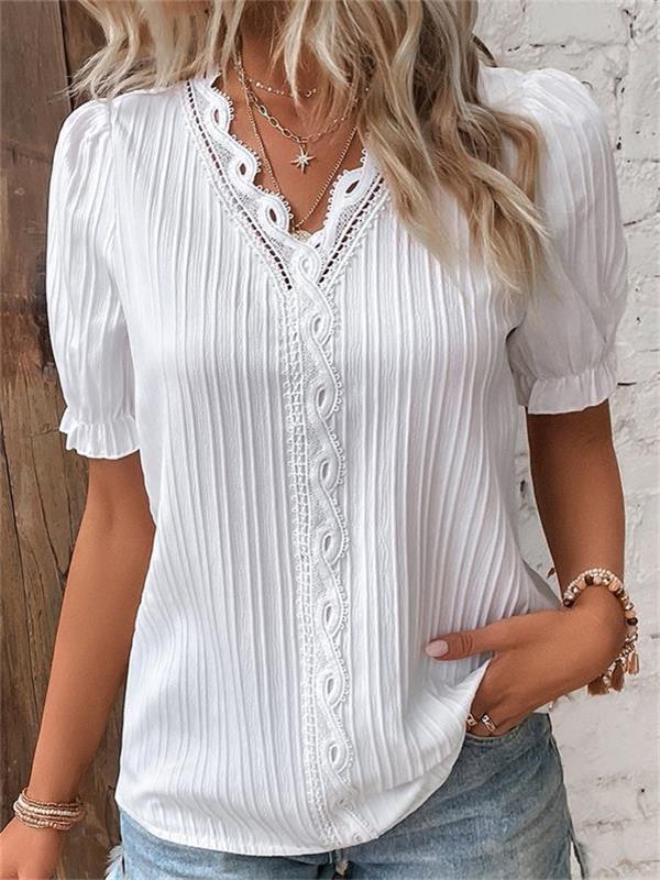 Vivianne Elegant Blouse with Lace Detail